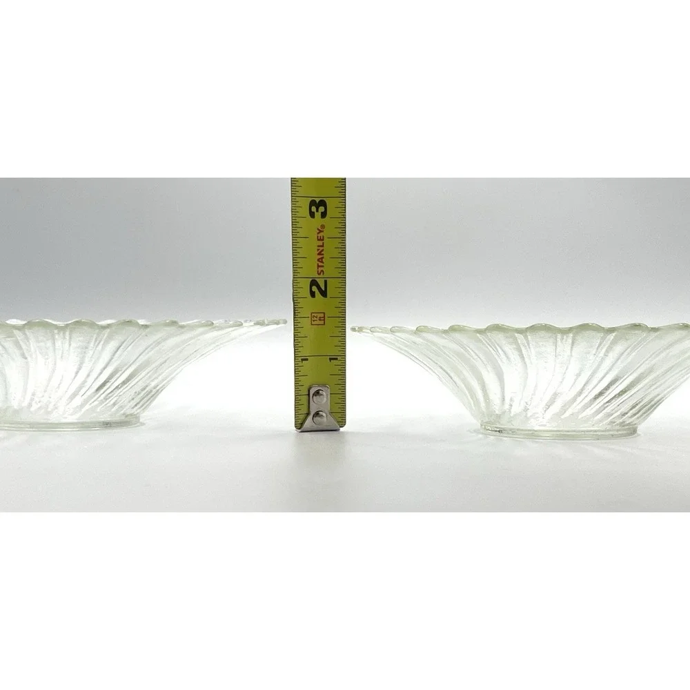 Vintage‎ Clear Swirl Glass Votive Candle Holders Set of 2 5.75